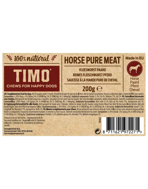 Timo Vleesworst Paardenvlees - Hondensnacks