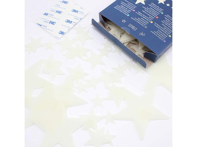 DJECO Wandtattoo Leuchtdeko Sterne Phosphoreszierendes Sticker Set mit 65 Teilen