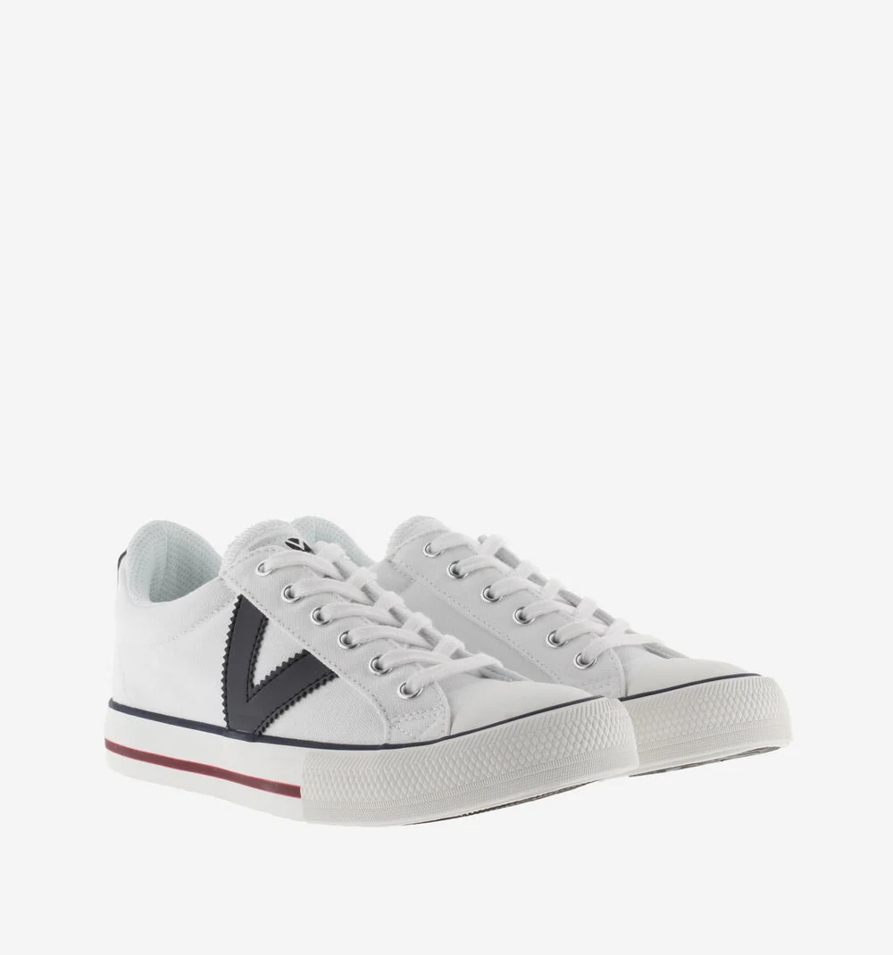 TRIBU TOILE CONTRASTANTE Baskets sport en toile unisexe logo BLANCO