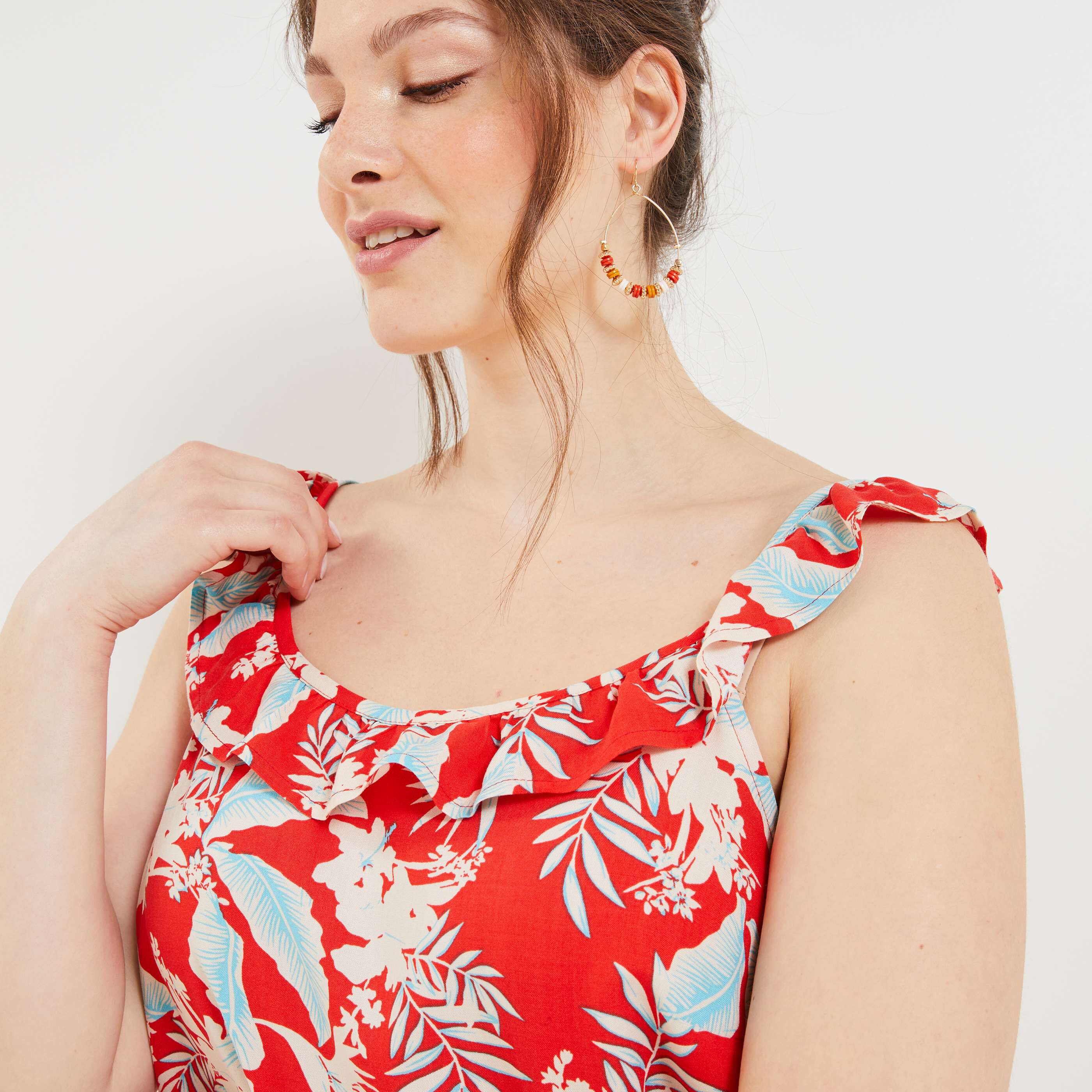 Robe imprimée femme - ROUGE