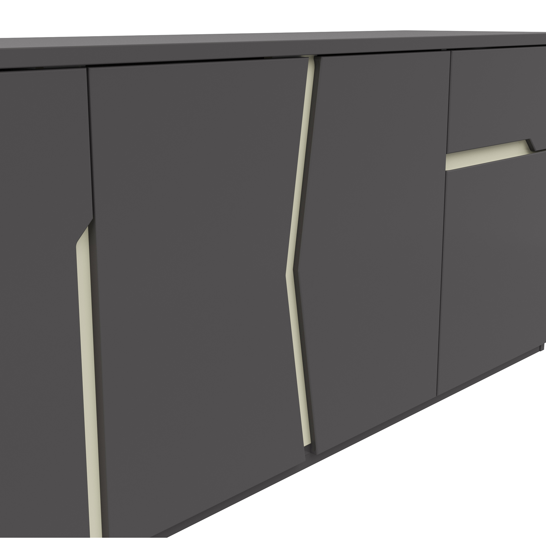 Lowboard - kieselgrau-graphit - 164 cm breit