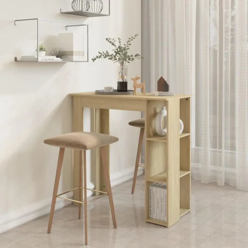 vidaXL - Bartafel met schappen - Sonoma eiken - Bewerkt hout - 102x50 cm