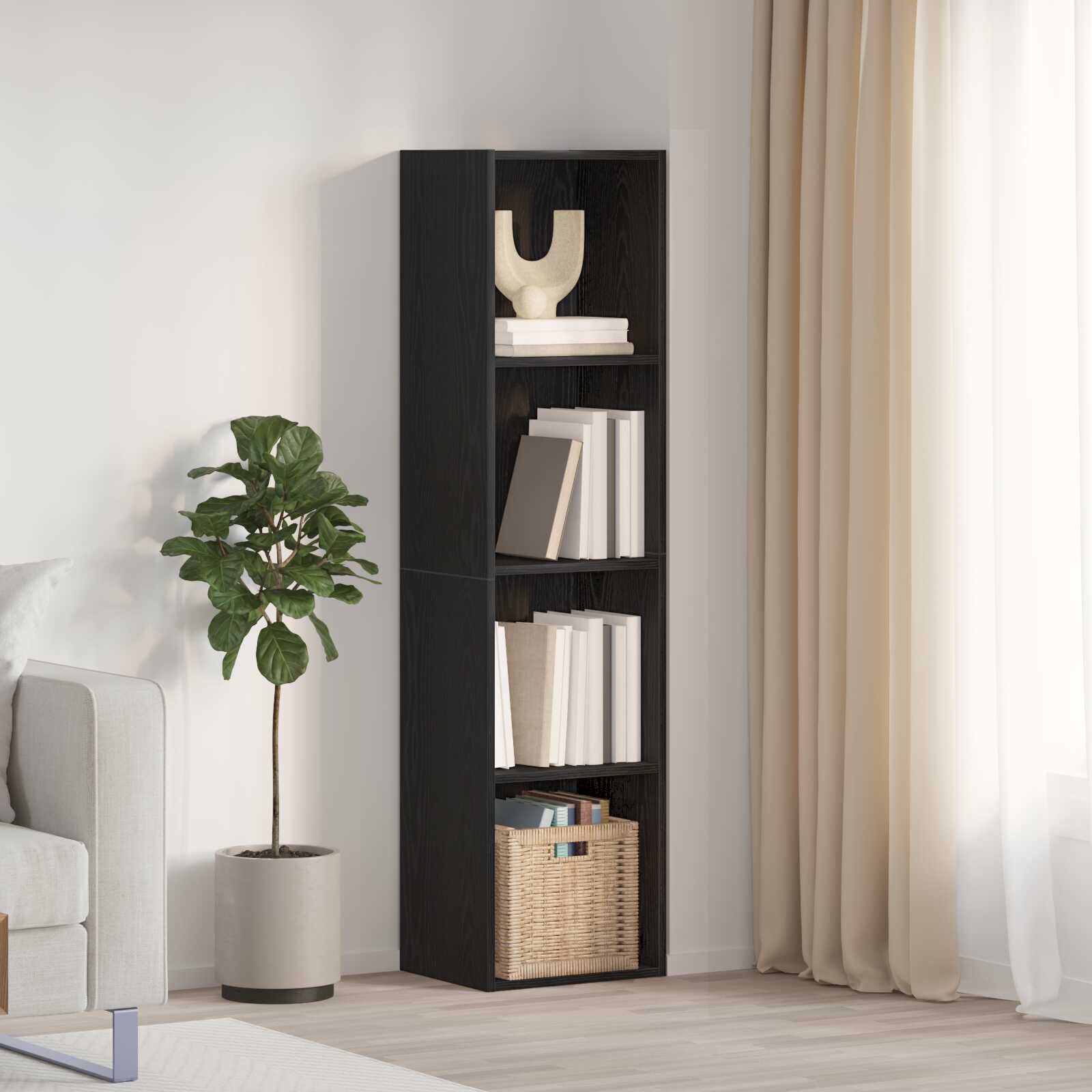 vidaXL Boekenkast met plank zwart eiken 143 x 30 x 36 cm