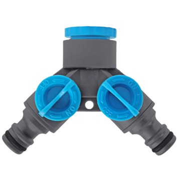 GAMMA sproeiaccessoires kraanstuk kunststof 2--delig 1 inch 3/4 inch grijs met blauw