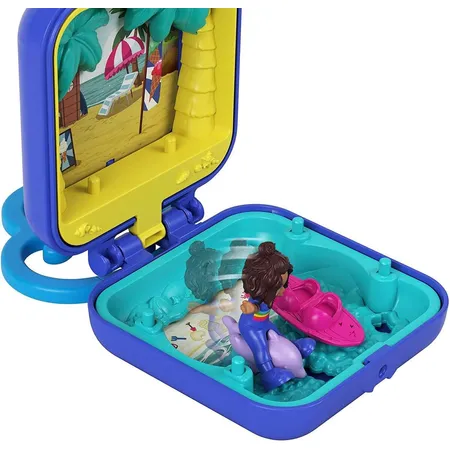Mattel Polly Pocket Shanis Tropischer Strand-Schatulle, Minipuppe und Zubehör