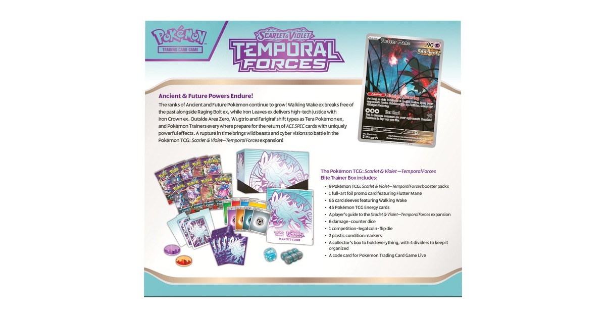 AsmodeePokémon TCG: Scarlet & Violet Temporal Forces Elite Trainer Box Verzamelkaarten  (Engels, Vanaf 2 spelers, Vanaf 6 jaar, assorti)