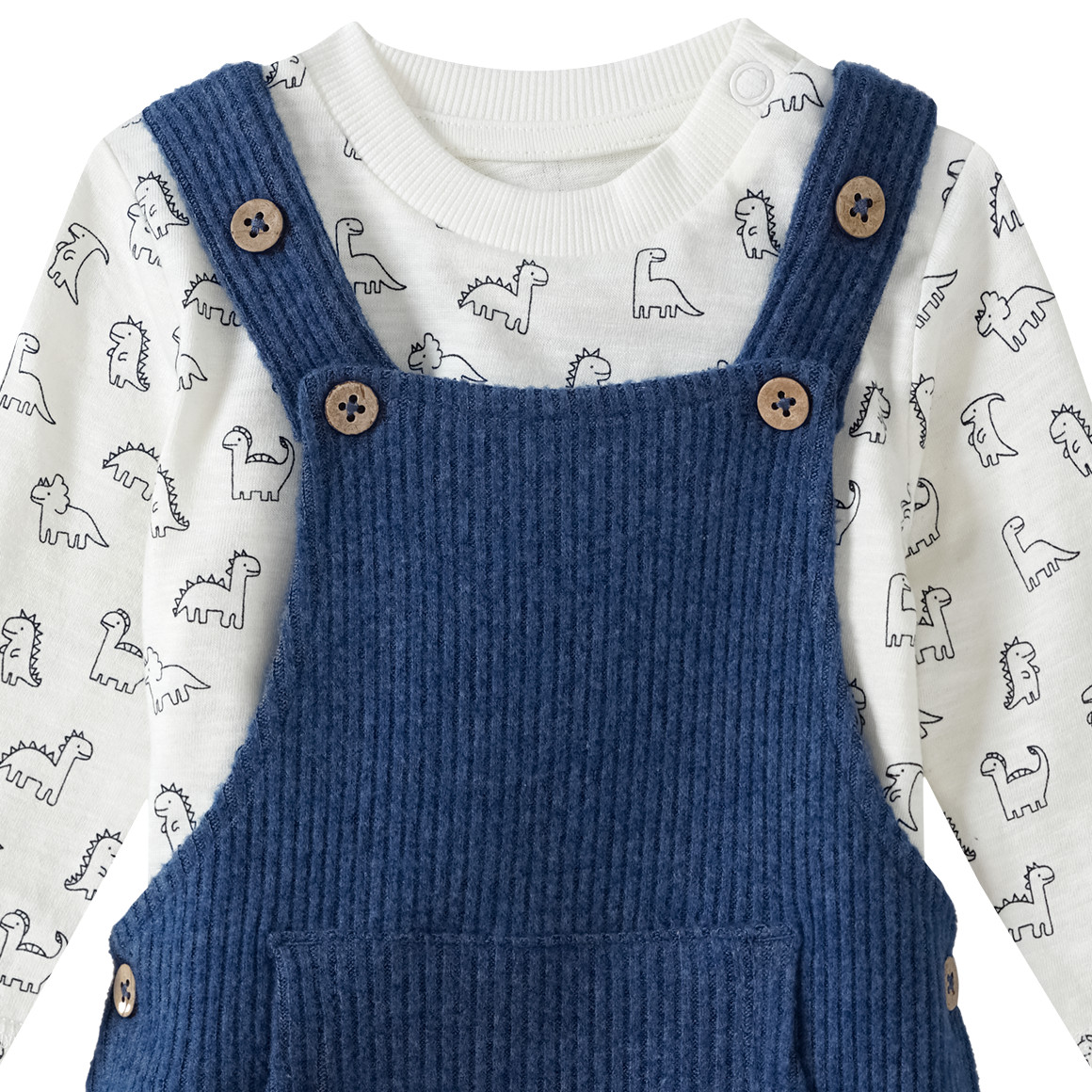 Newborn Latzhose mit Langarmshirt im Set blau / weiss