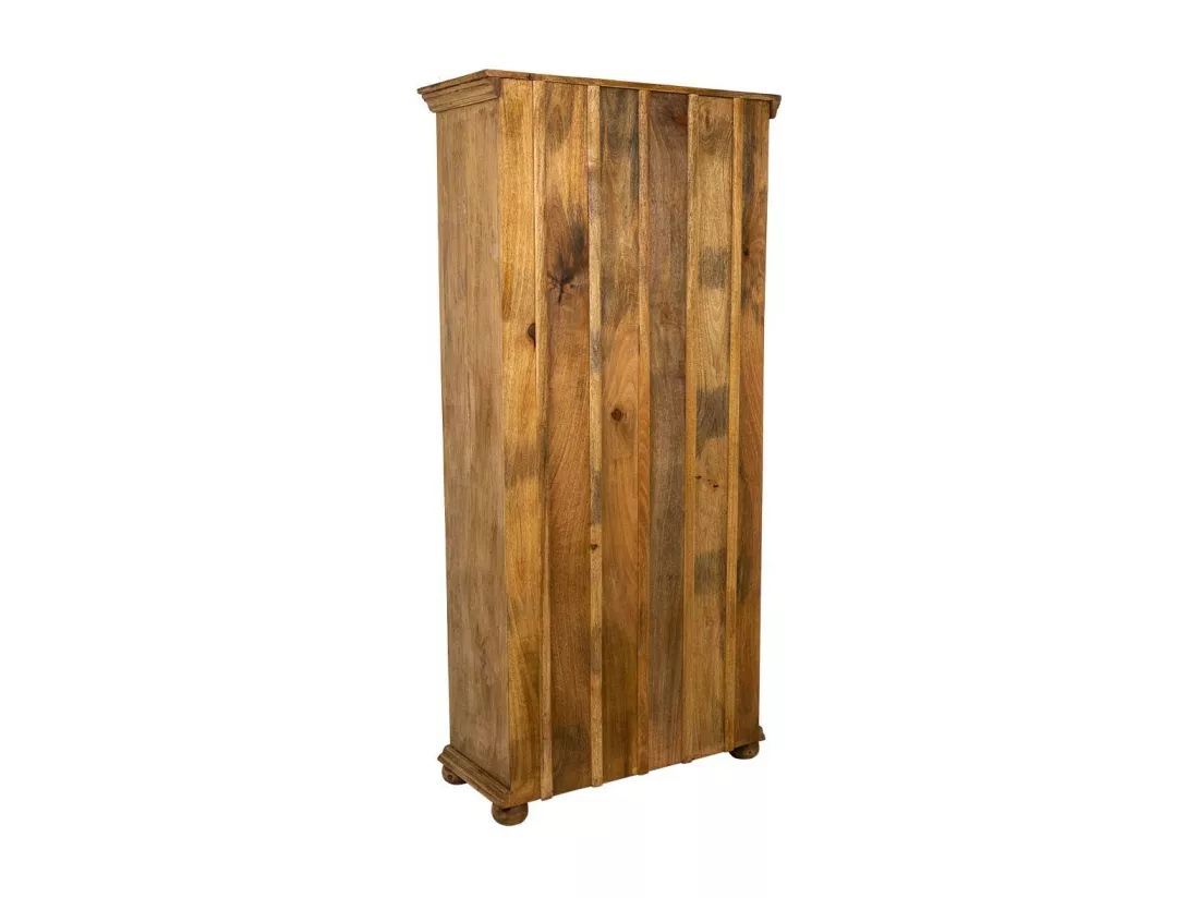 Vitrine en verre et bois artisanal marron 89x40x190h