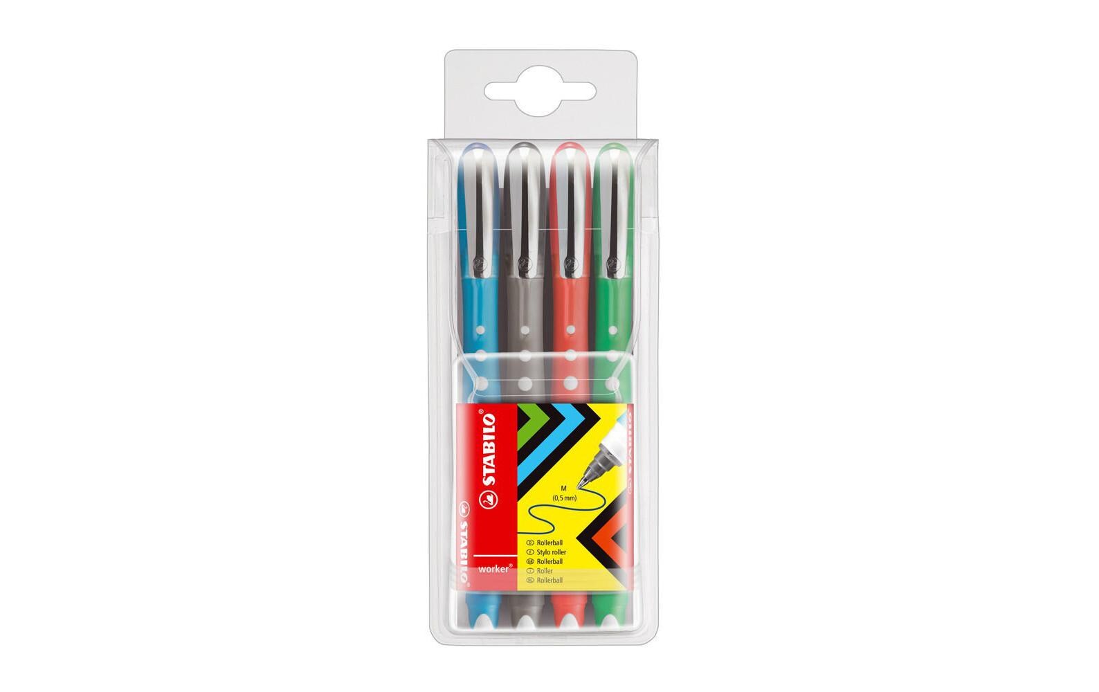 Rollerball worker colorful 4er EtuiTintenroller in vier verschiedenen Farben