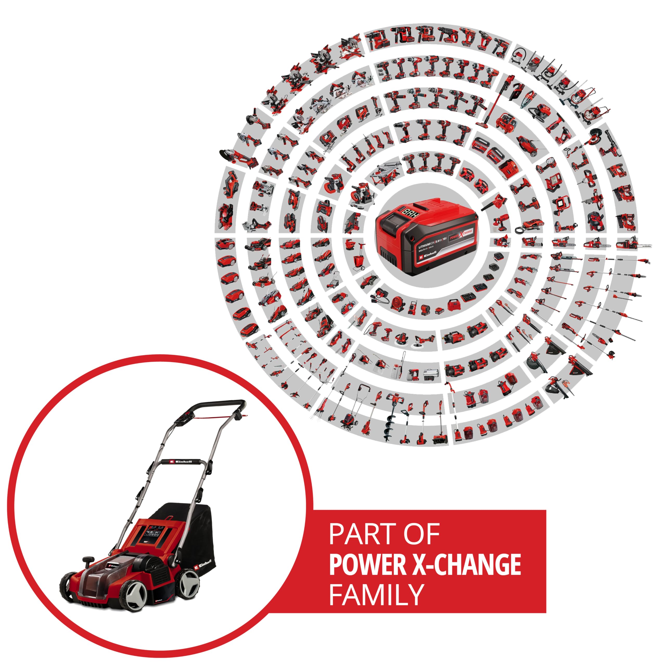 Einhell Scarificateur-aérateur sans fil GE-SA 36/35 Li-Solo Power X-Change (36 V, moteur sans charbon, rouleau de scarification 35 cm) Livré sans batt
