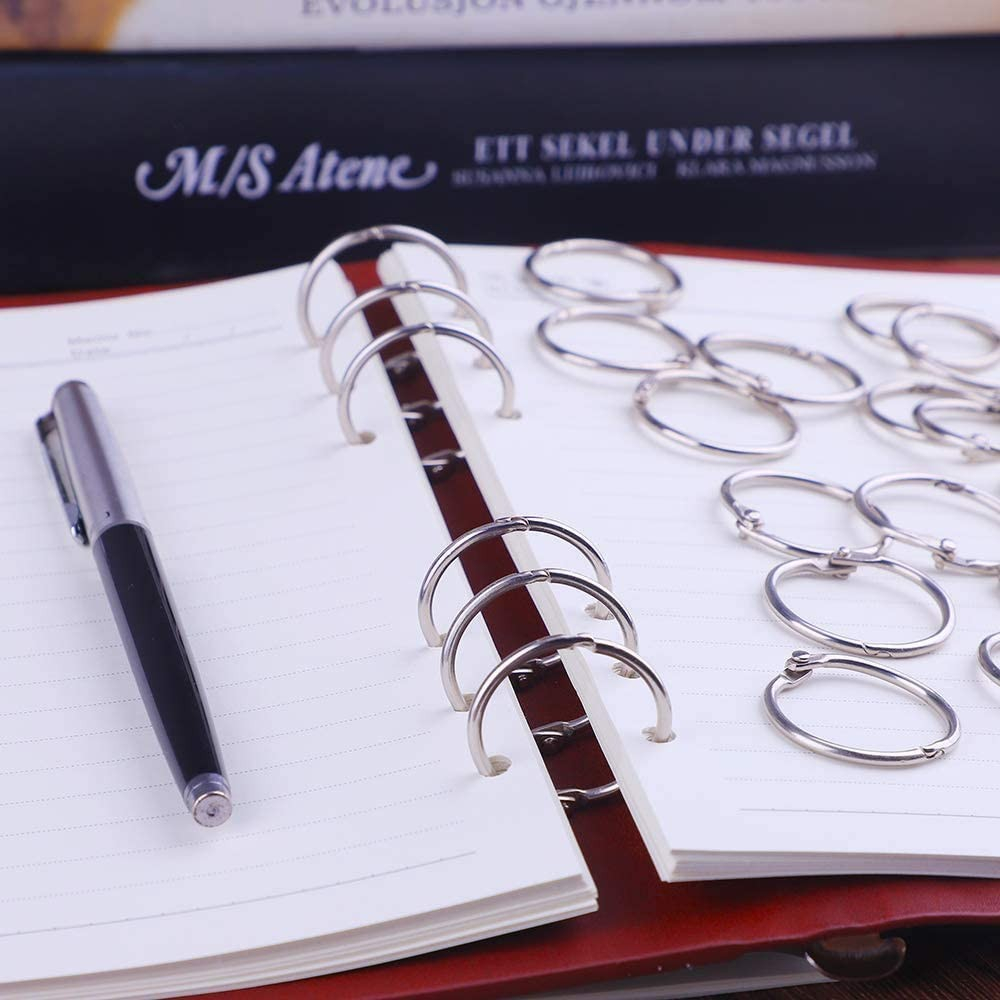 (100er Set) Ø20mm Scharnierringe Metall Buch / Schlüssel Ringe - Silber