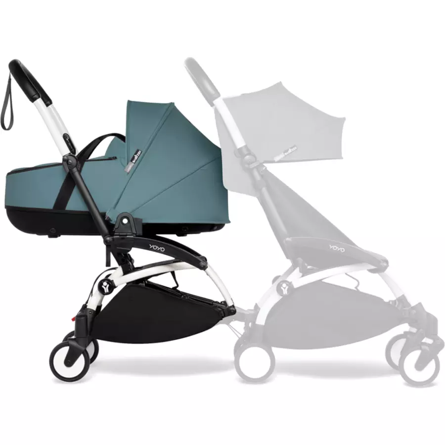 BABYZEN Kinderwagen YOYO 0+ connect White mit Liegewanne Aqua
