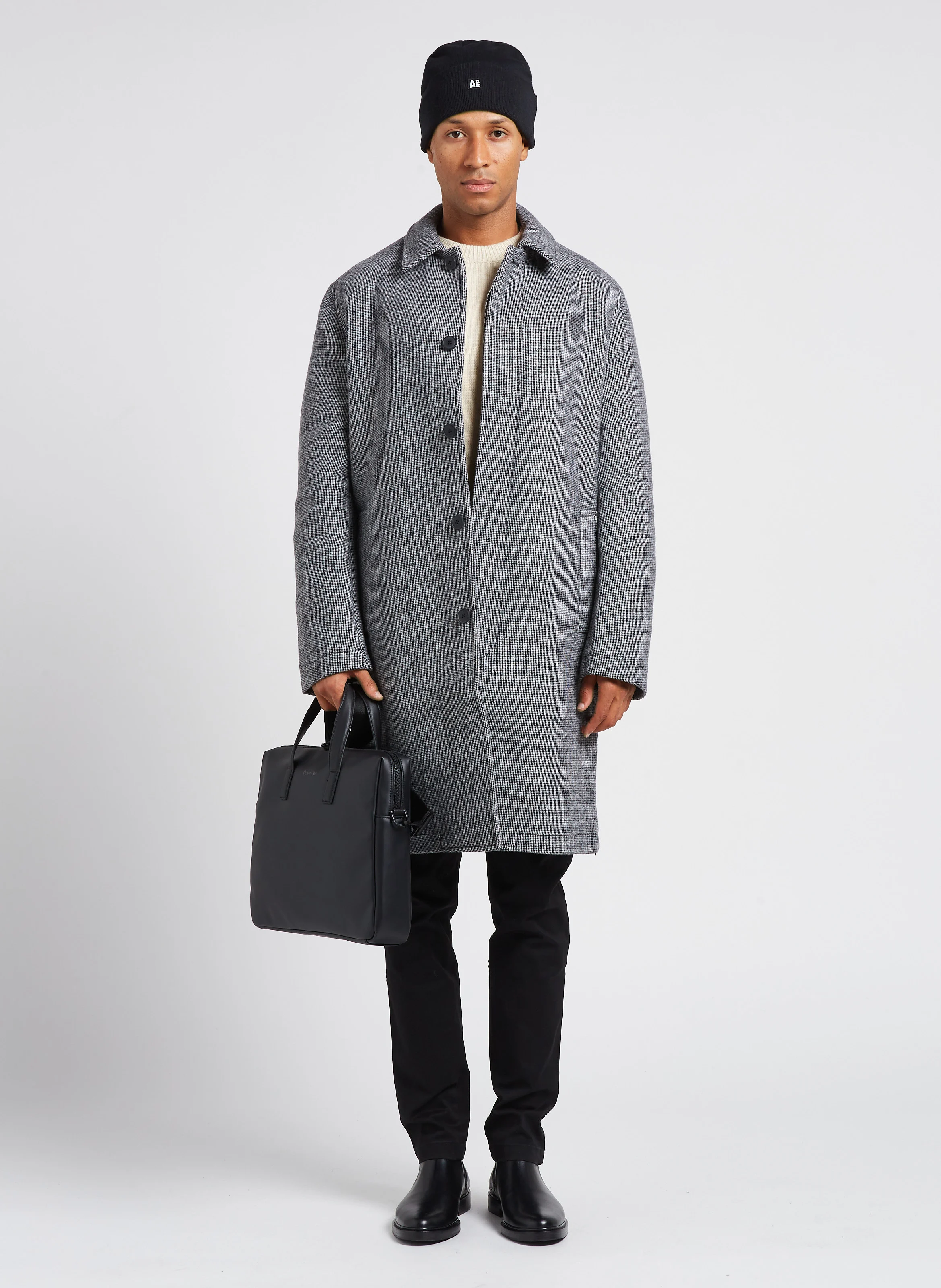 BLANNI - Manteau midi en laine mélangée| Noir