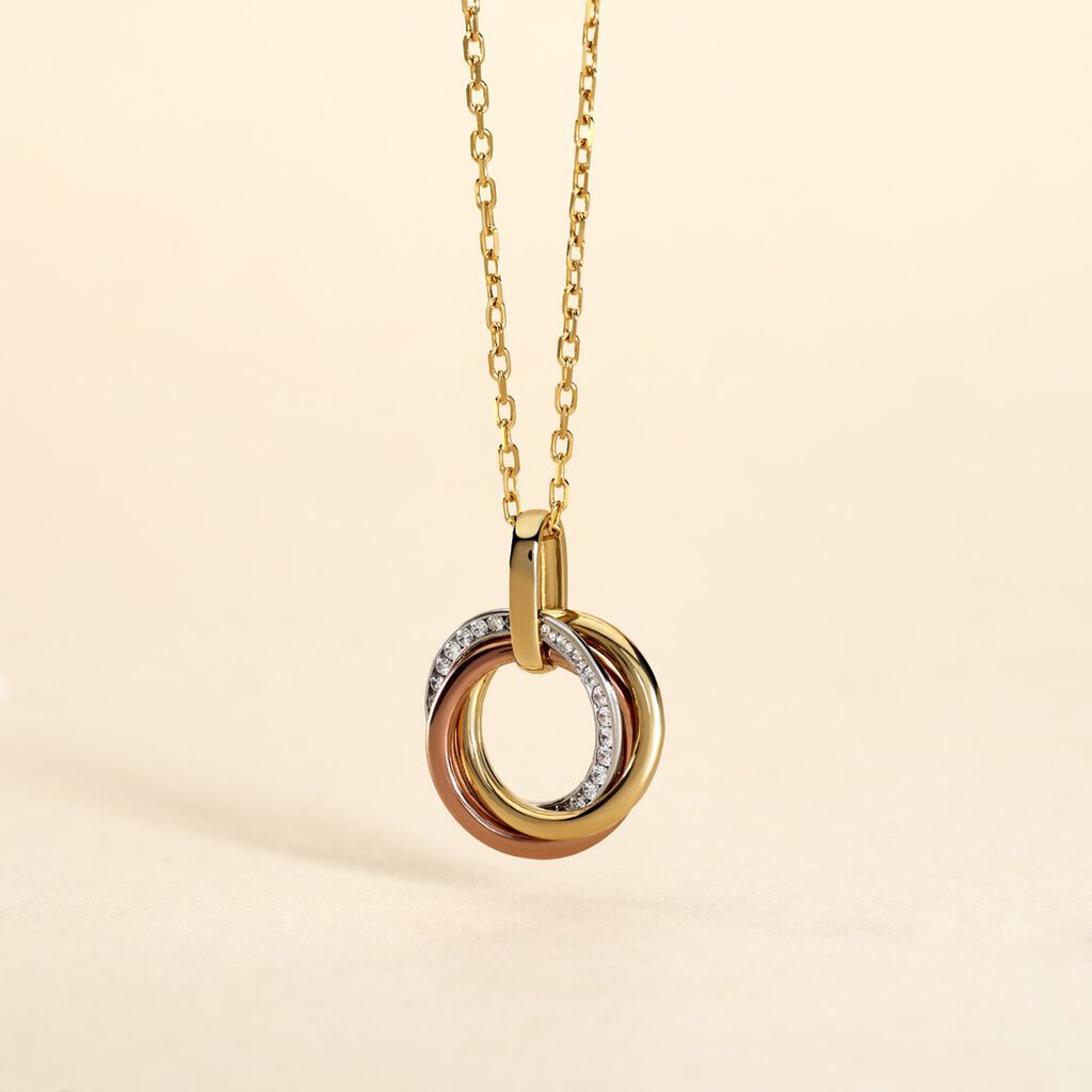 Pendentif Amaiur Or Tricolore Oxydes De Zirconium