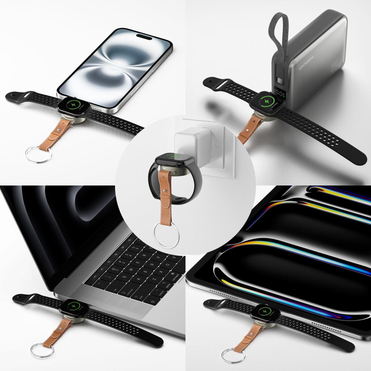 (25W) 3in1 Qi2 Trident MagSafe Wireless Charger Ladegerät inkl. (30W) Netzteil   USB C Kabel (4S540994) - Weiss