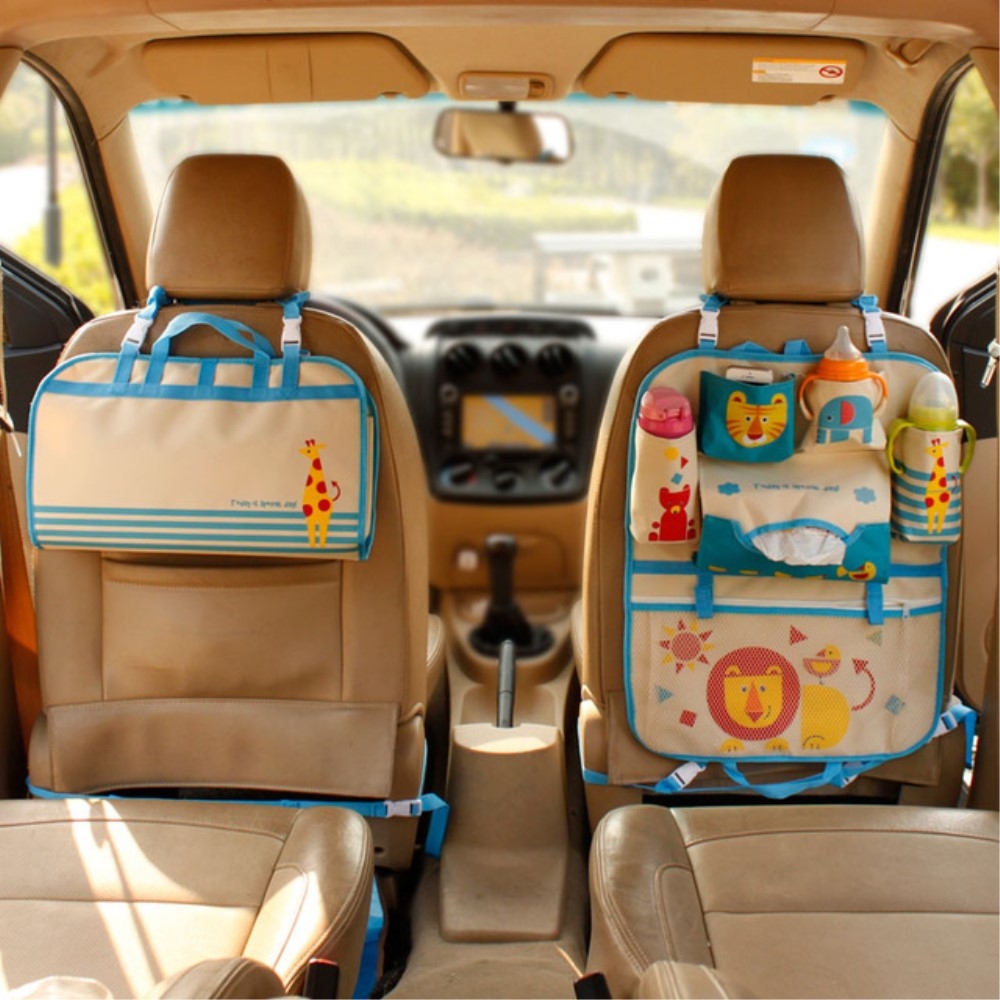 (54x41cm) Auto Sitz Kinder Aufbewahrungs Hänge Beutel Organizer Rücksitz Tasche Rücklehnen Schutz - Löwe