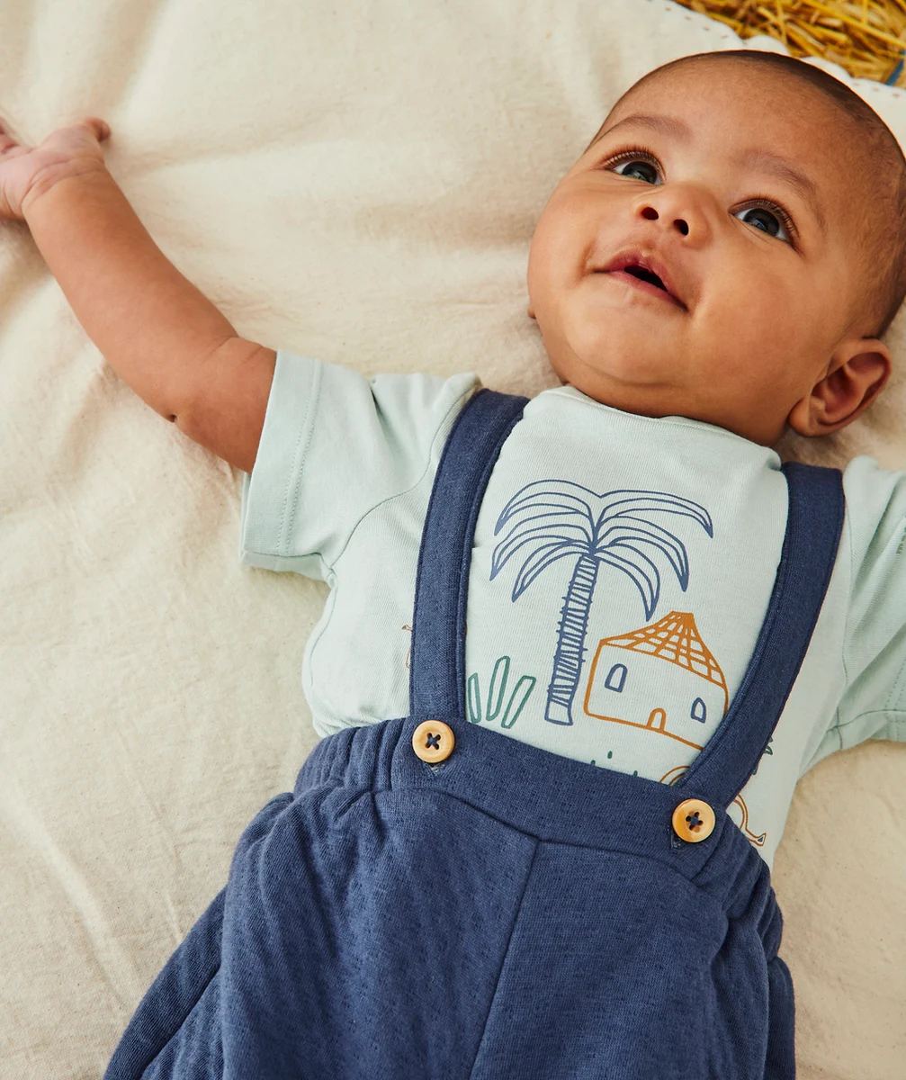 T-SHIRT BÉBÉ VERT MENTHE EN COTON BIO IMPRIMÉ ÉLÉPHANT