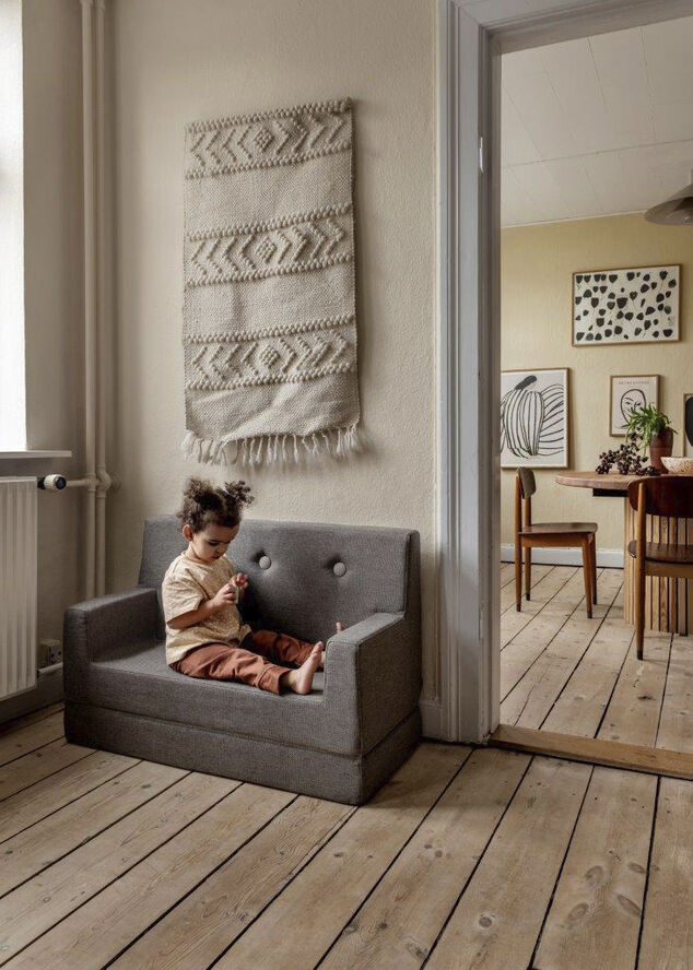 by KlipKlap KK Kids sofa Brown w. sand