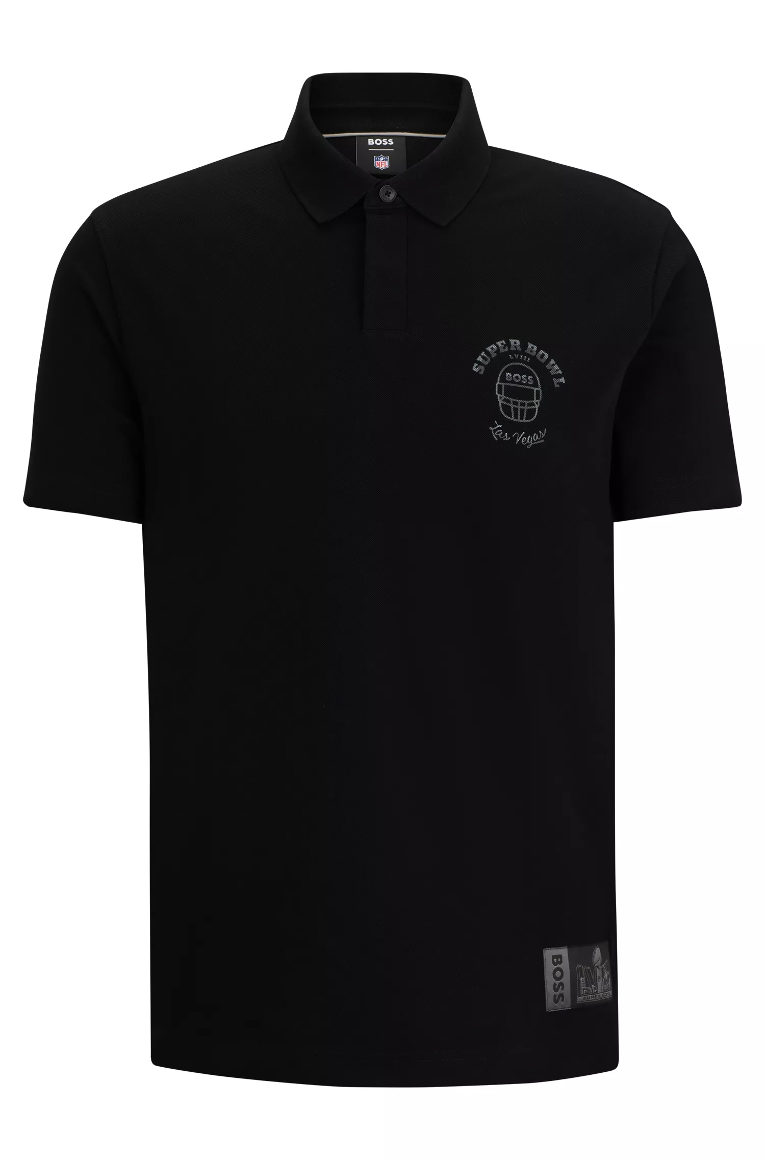 Camisa polo BOSS Orange-BOSS x NFL em algodão com estampa metálica