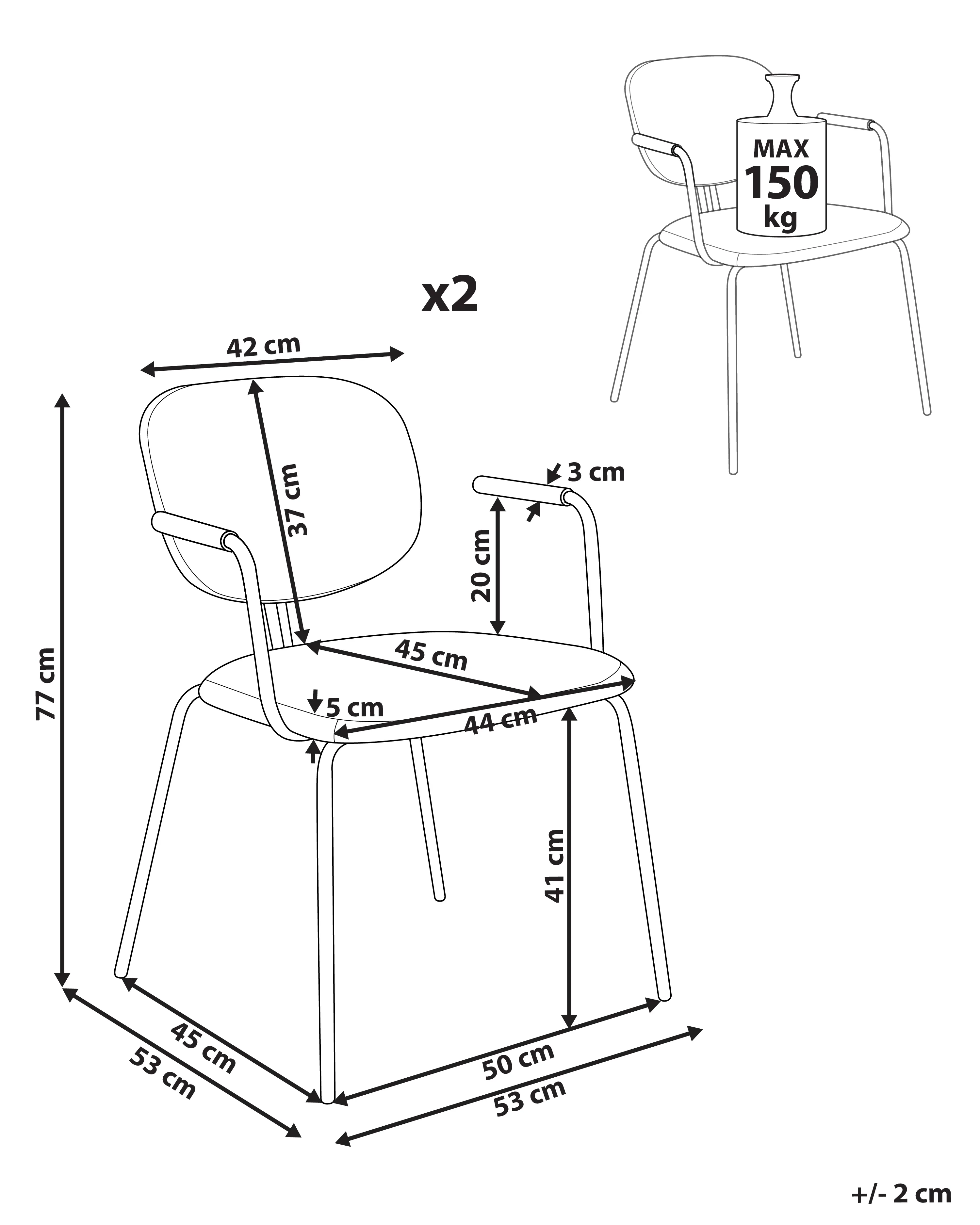 Set van 2 eetkamerstoelen CARILLE Chenille Lichtbeige