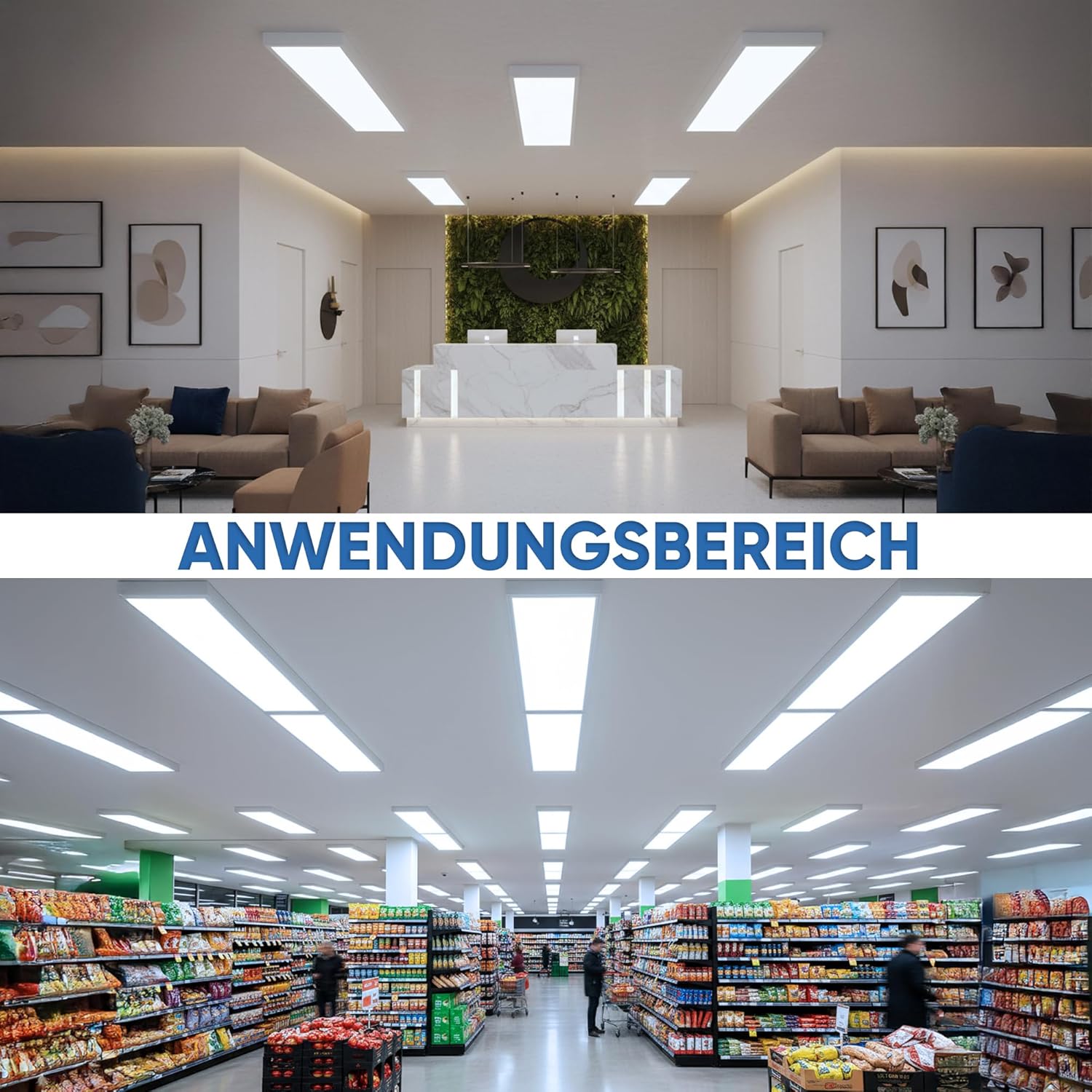 LED Panel Deckenleuchte - 6 x 120x30 Tageslicht 4000lm - LED Panel Decke Kaltweiß Aufbau Deckenbeleuchtung Deckenlampe (6500K mit Aufbaurahmen)