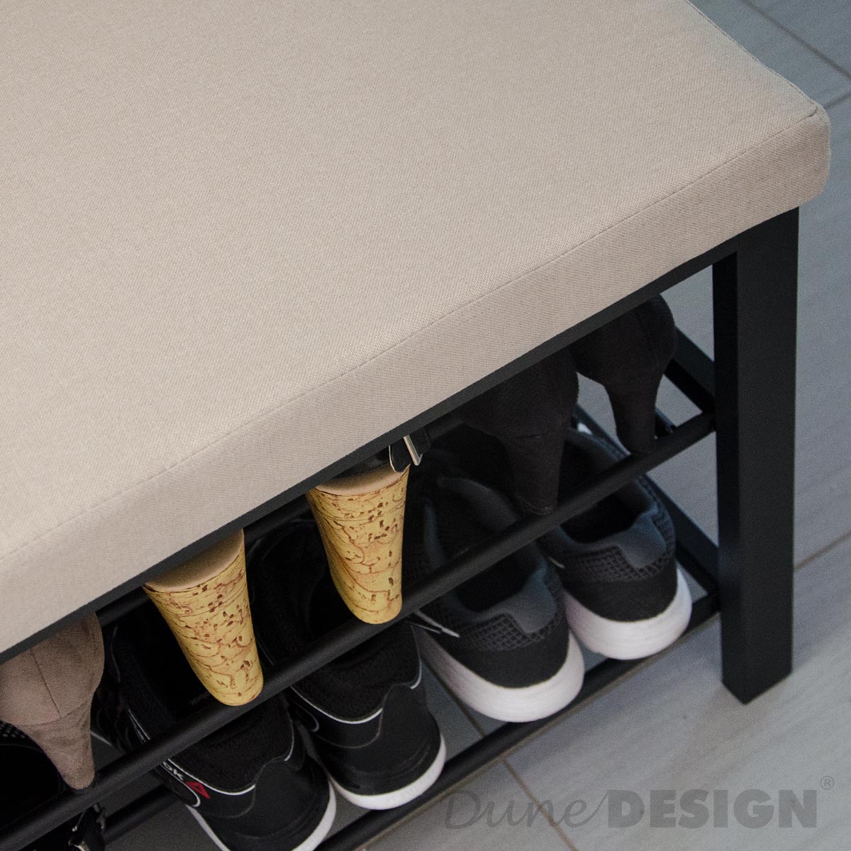 Schuhregal mit Sitzbank aus Metall 81x32x46 cm Schuhbank