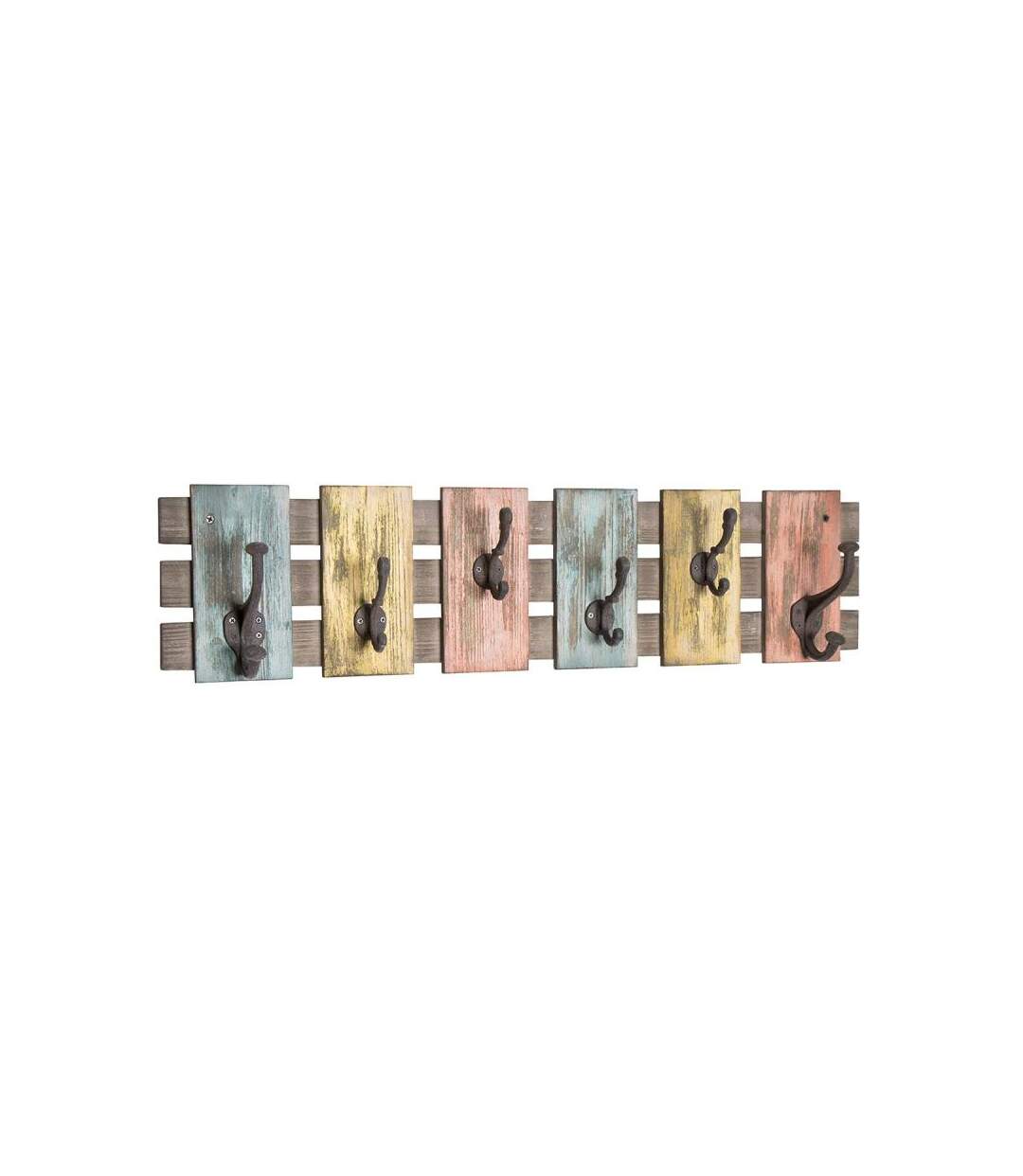Paris Prix - Patère Murale En Bois 6 Crochets 81cm Multicolore
