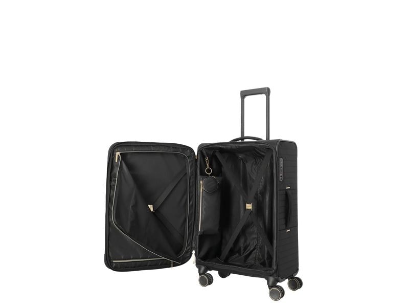 travelite Barbara Stepp Trolley M erweiterbar, Schwarz Reisekoffer