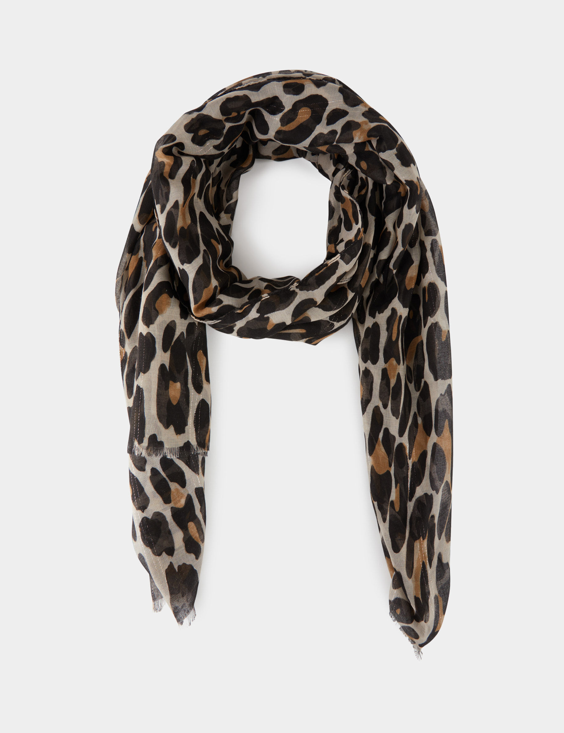Foulard imprimé animalier marron femme - marron