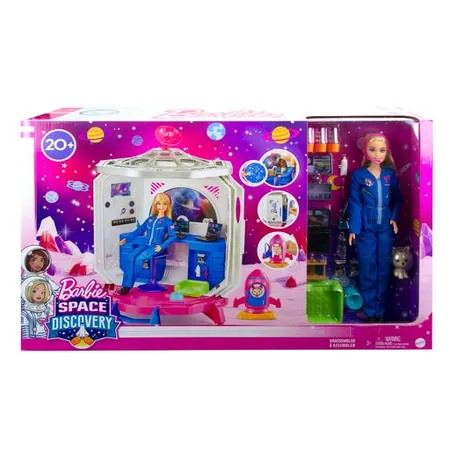 Barbie Weltraumabenteuer Raumstation Spielset mit Barbie Raumfahrtpuppe, 20 Zubehörteile