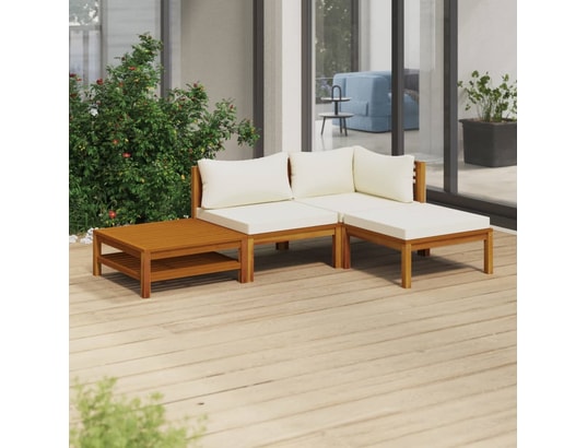 LES TENDANCES - Salon extérieur Salon de jardin-crème-3 places-65x69x62.5-341548