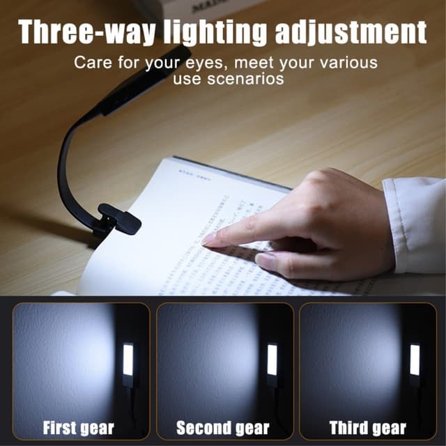 Genopladeligt læselys læselampe Clip On LED Book Light