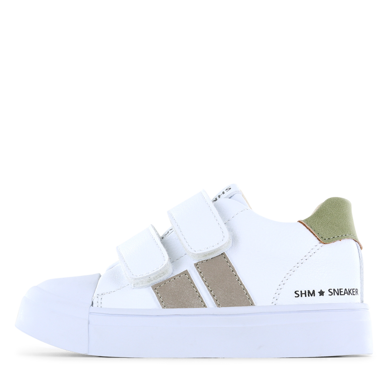 Shoesme weißer Sneaker mit taupefarbenen Streifen