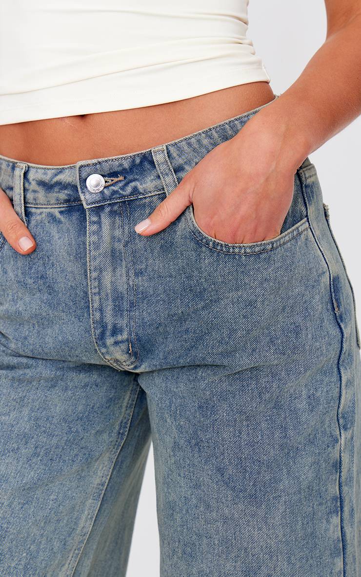 Délavage Vintage Jean Tall Taille Mi-haute Coupe Large