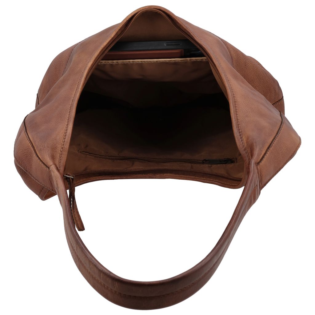 Hide & Stitches Paint Rock Schoudertas Halve Maan Cognac