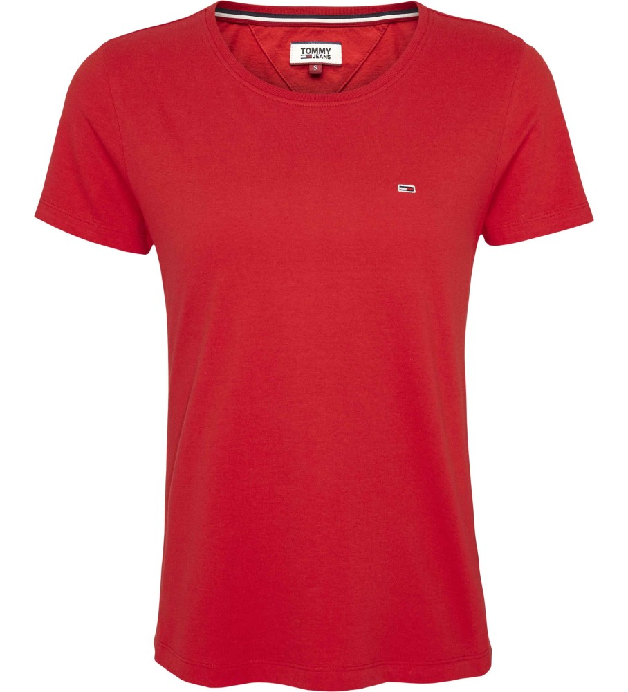 Camiseta Tommy Jeans Soft Crew Neck, vermelha