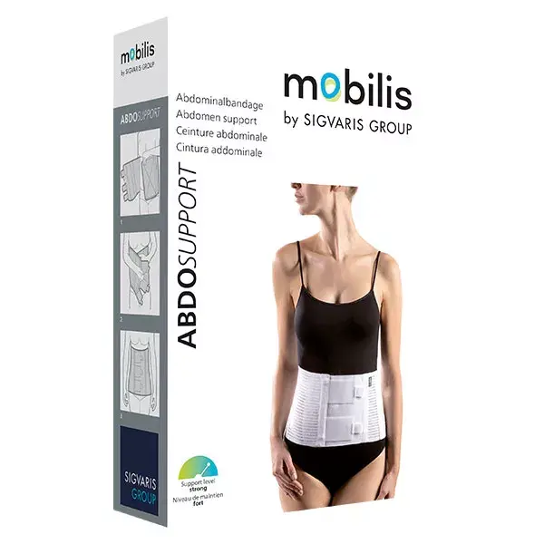 Cinta abdominal Sigvaris Mobilis AbdoSupport, 25 cm de altura, tamanho M, branca