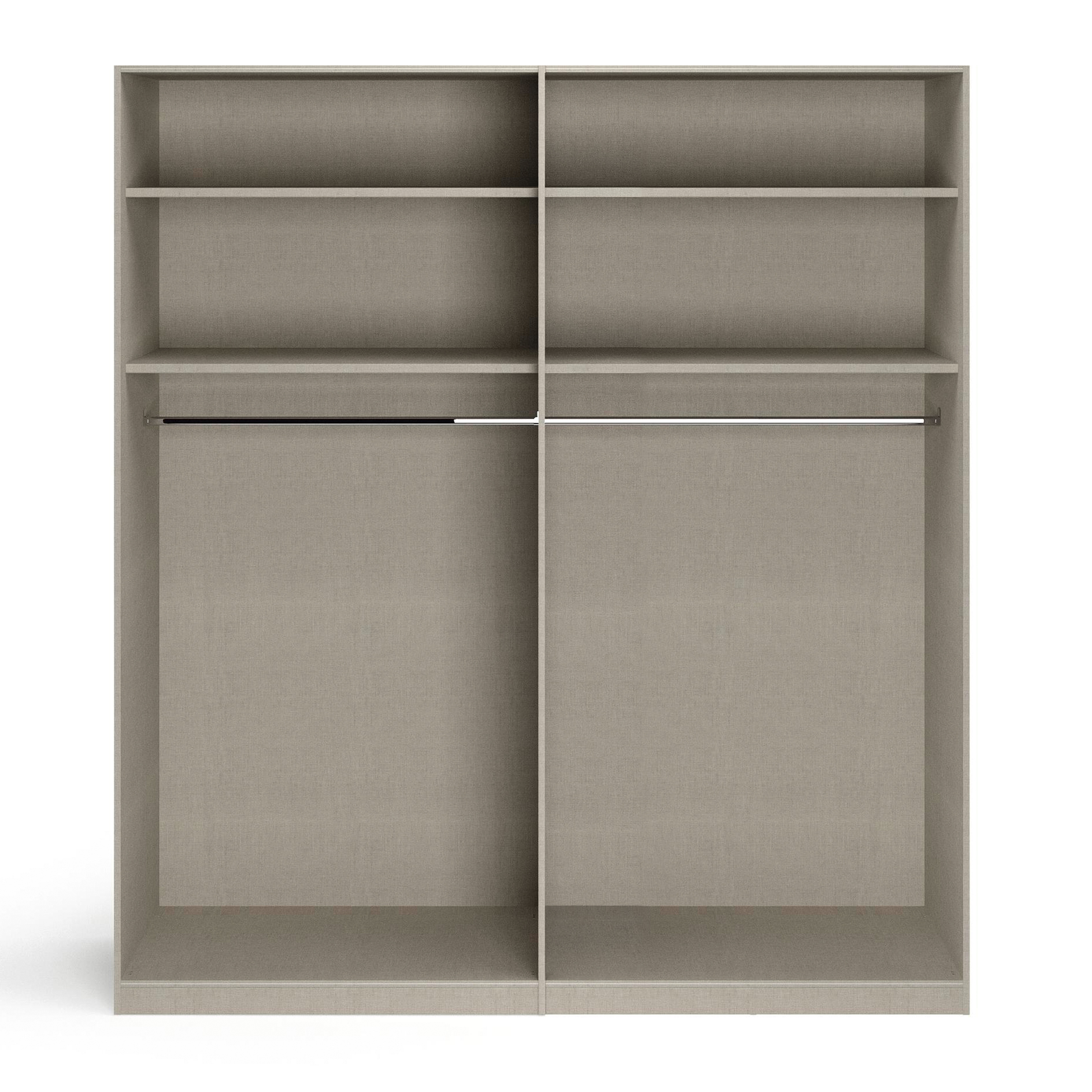 Drehtürenschrank - seidengrau - Kristallglasspiegel - 4-türig - 181x229 cm