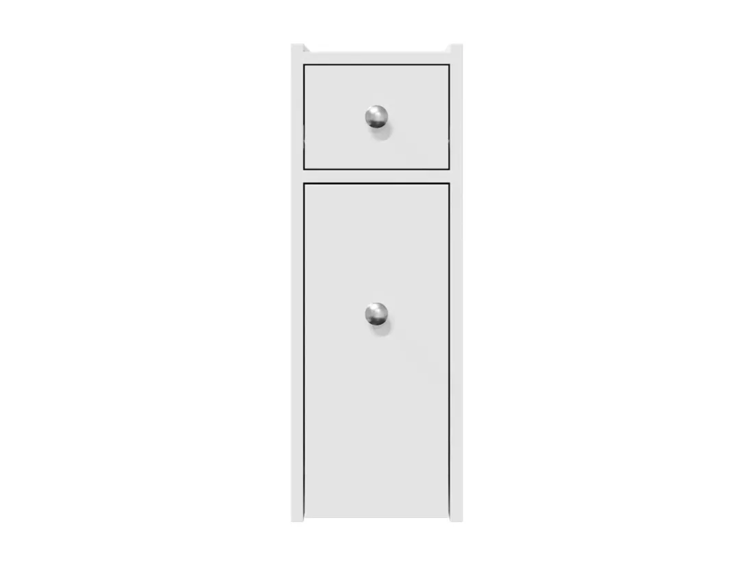 Armoire de salle de bain étroite avec roulettes blanc