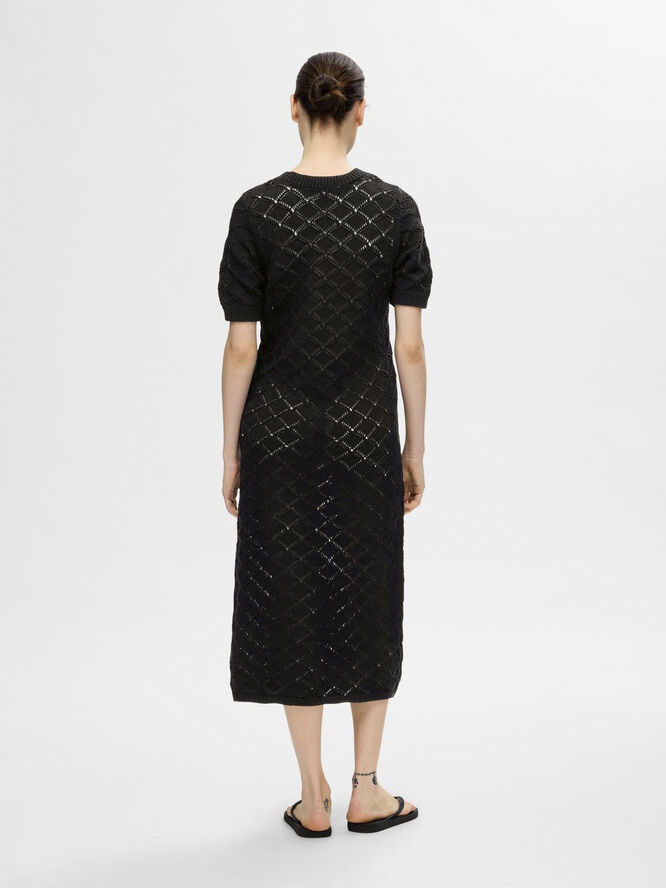 Selected Femme SLFVINNA SS LONG KNIT DRESS Sort