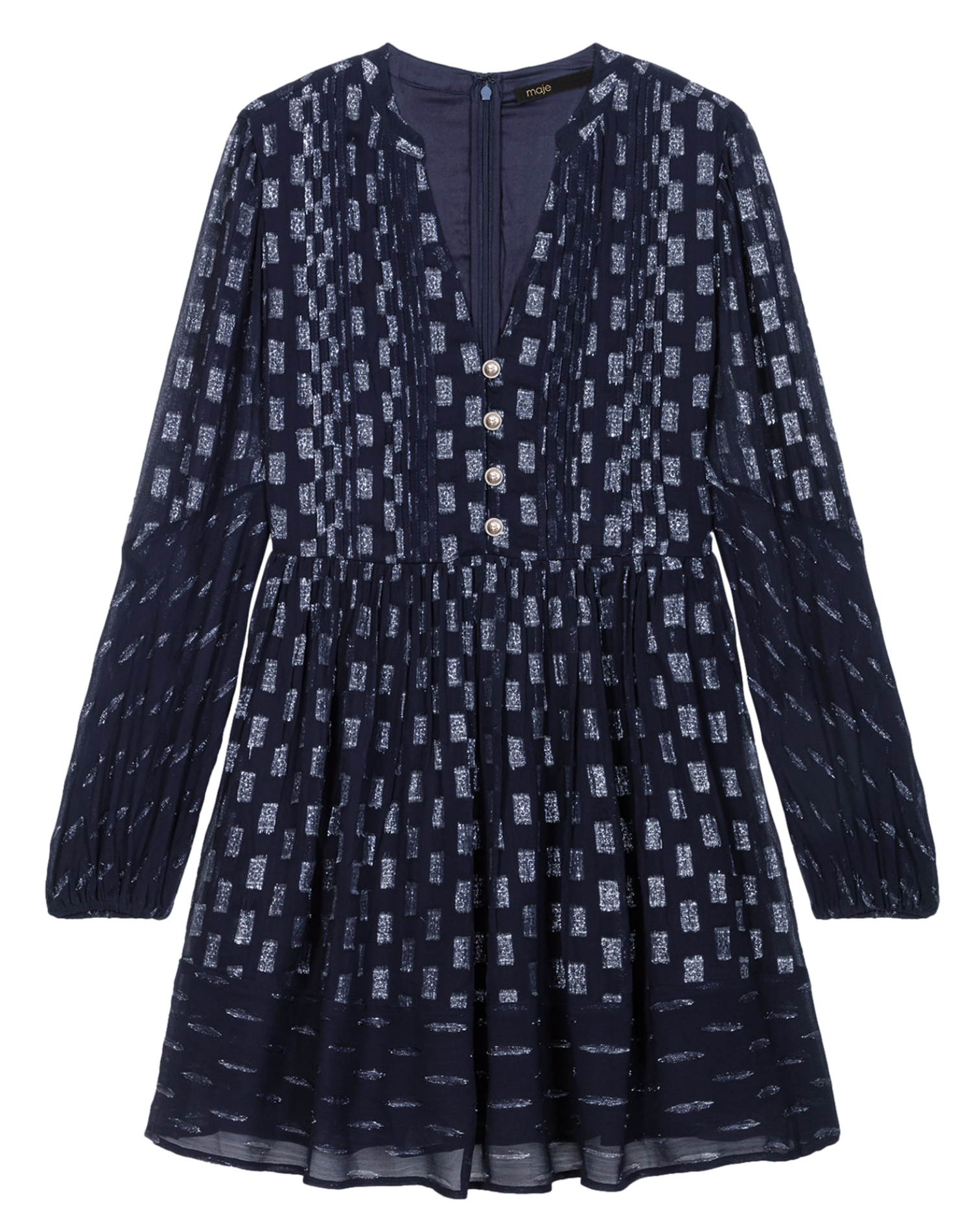 Robe courte col V à imprimé | Bleu