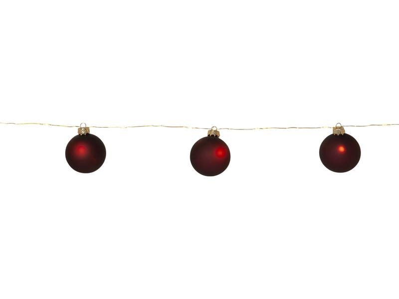 Star Trading LED-Lichterkette Bliss, 1.6 m, 8 Kugeln, Rot Messingfarbene Lichterkette