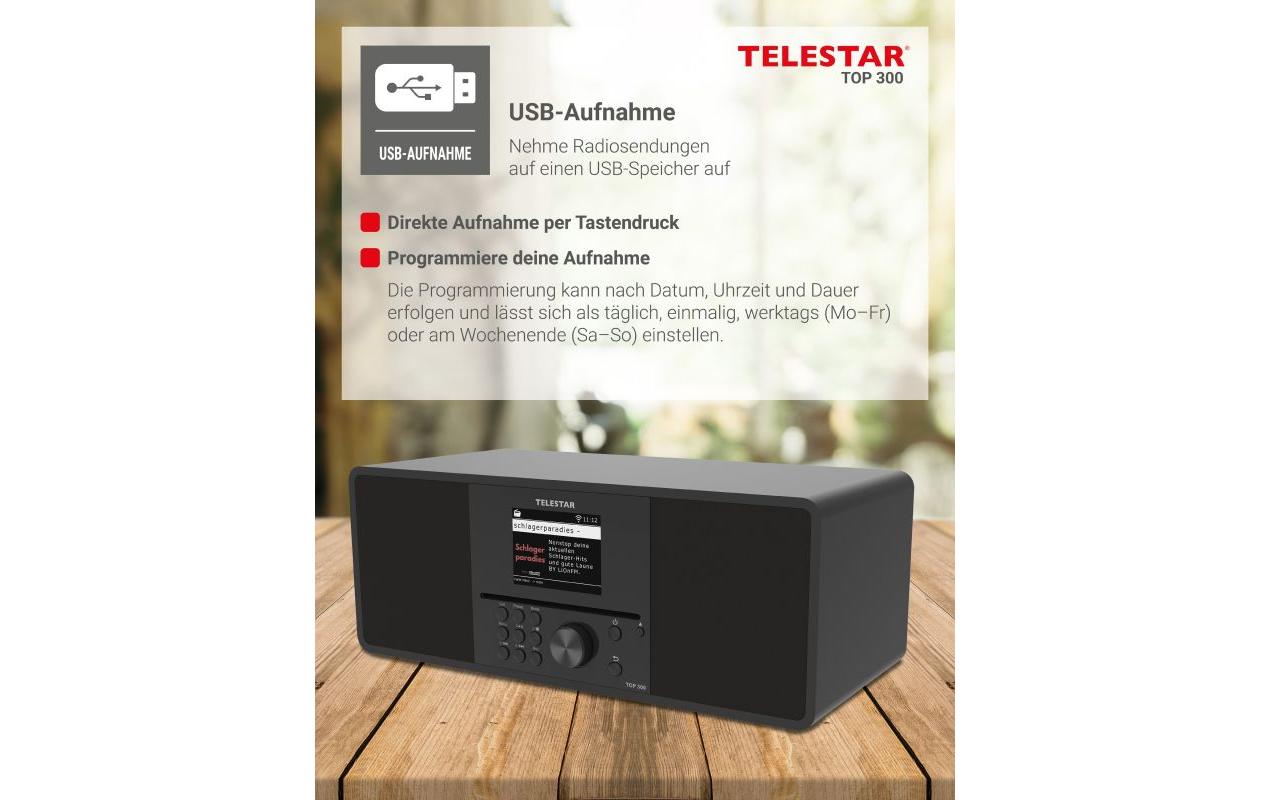 Internet Radio TOP 300 Schwarz<br>Stereo-Radio mit CD-Player, DAB+/FM und Internetradio