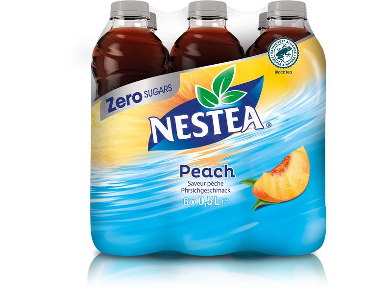 Nestea Schwarztee Pfirsich Zero 6 Stück x 0.5 l Aromatisiertes Erfrischungsgetränk mit Tee-Extrakt