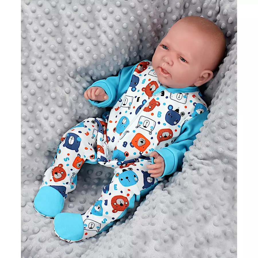 TupTam Baby Unisex Schlafstrampler mit Fuß 3er Pack blaugrau