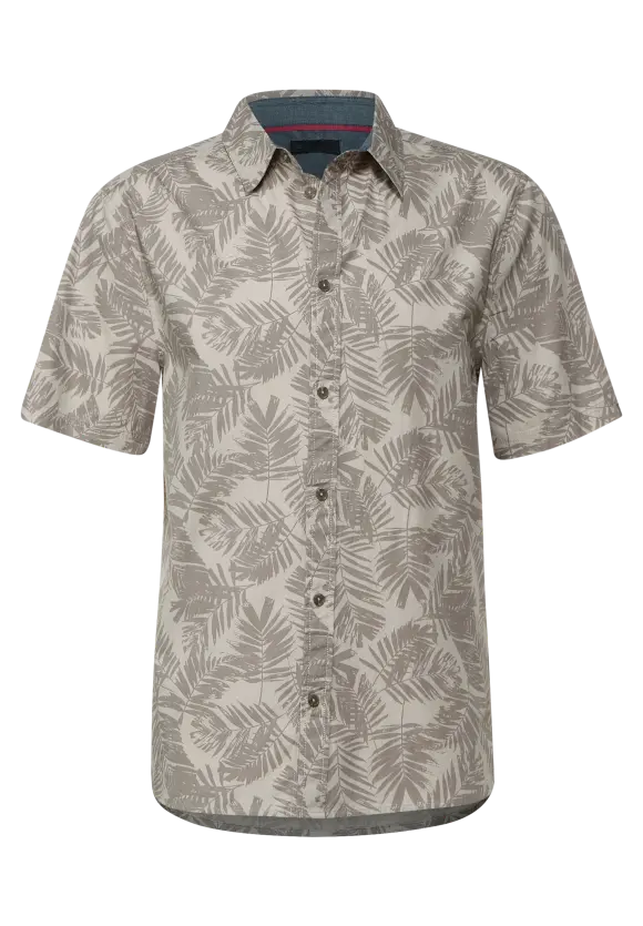 Kurzarmhemd mit Print - putty beige