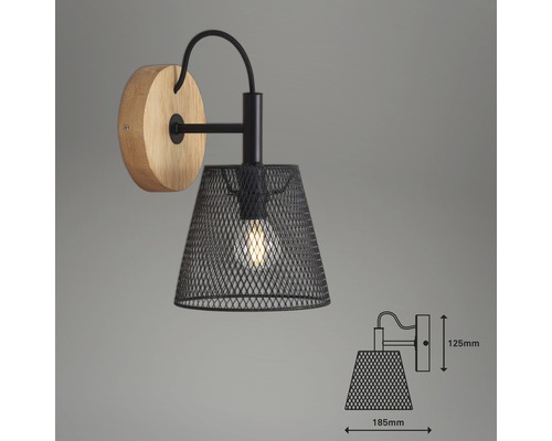 Wandlamp, 1-lichts, Ø 12,5 cm, Taunus zwart