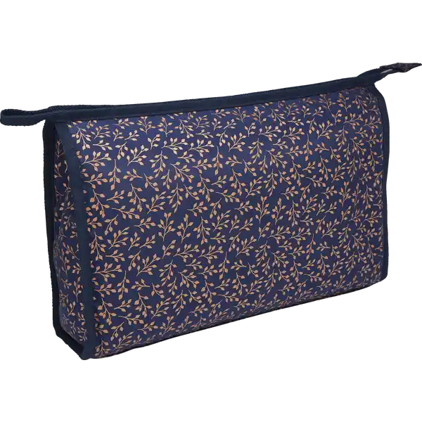 Kosmetiktasche nachtblau mit Blumendruck