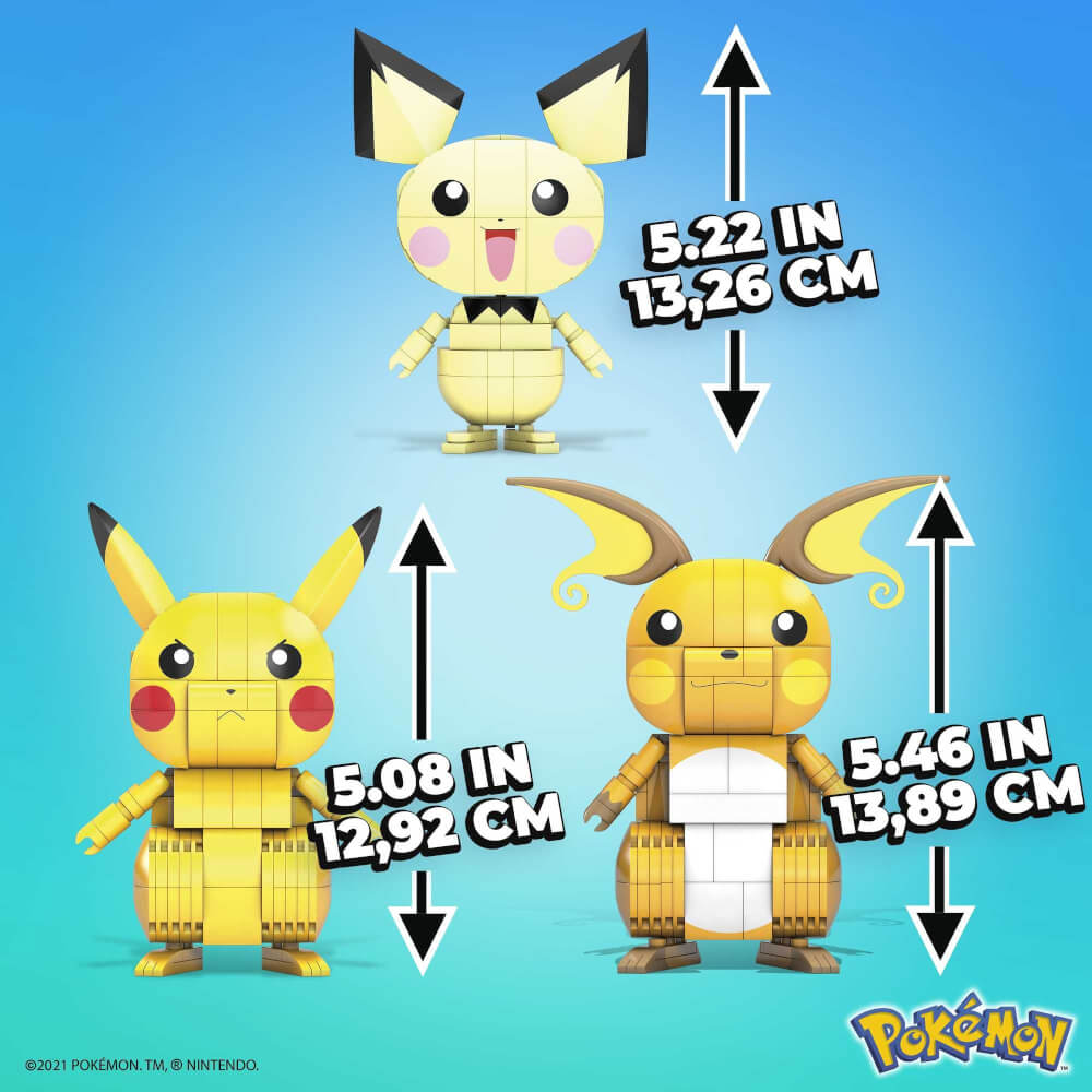 Mattel GYH06 Mega Construx Pokémon Trio (Pichu, Pikachu, Raichu)