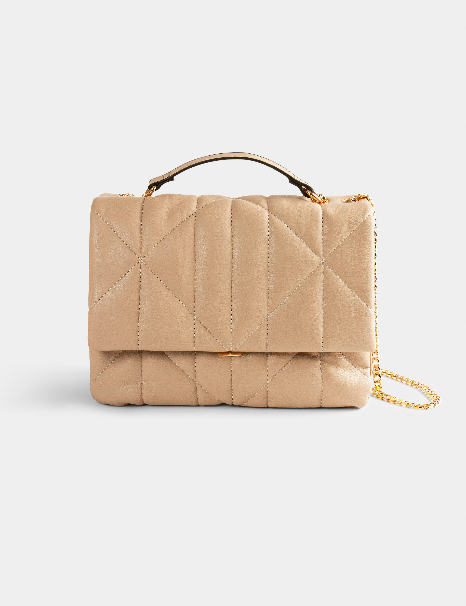 Sac pochette matelassé taupe femme - taupe